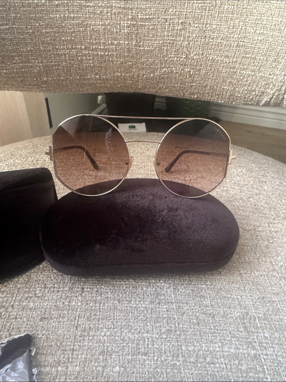 Tom Ford Gold Frame Sunglasses with Brown Gradient Lenses